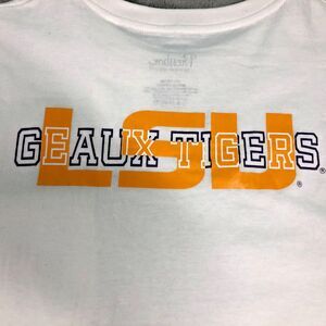 LSU Geaux Tigers Tshirt Size Large White Pressbox by Royce Apparel LA NEW